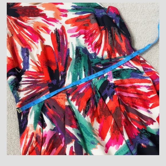 Ann Taylor Sheath Peplum Dress Abstract Vibrant Print Sleeveless Pin Tuck Detail - Picture 11 of 16